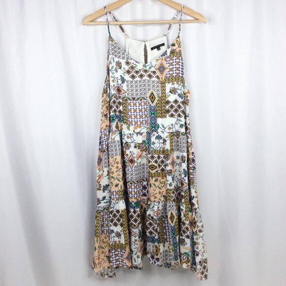 Staccato Boho Patchwork Swing Tank Dress Women's Size Large Flowy Sundress - Picture 2 of 9